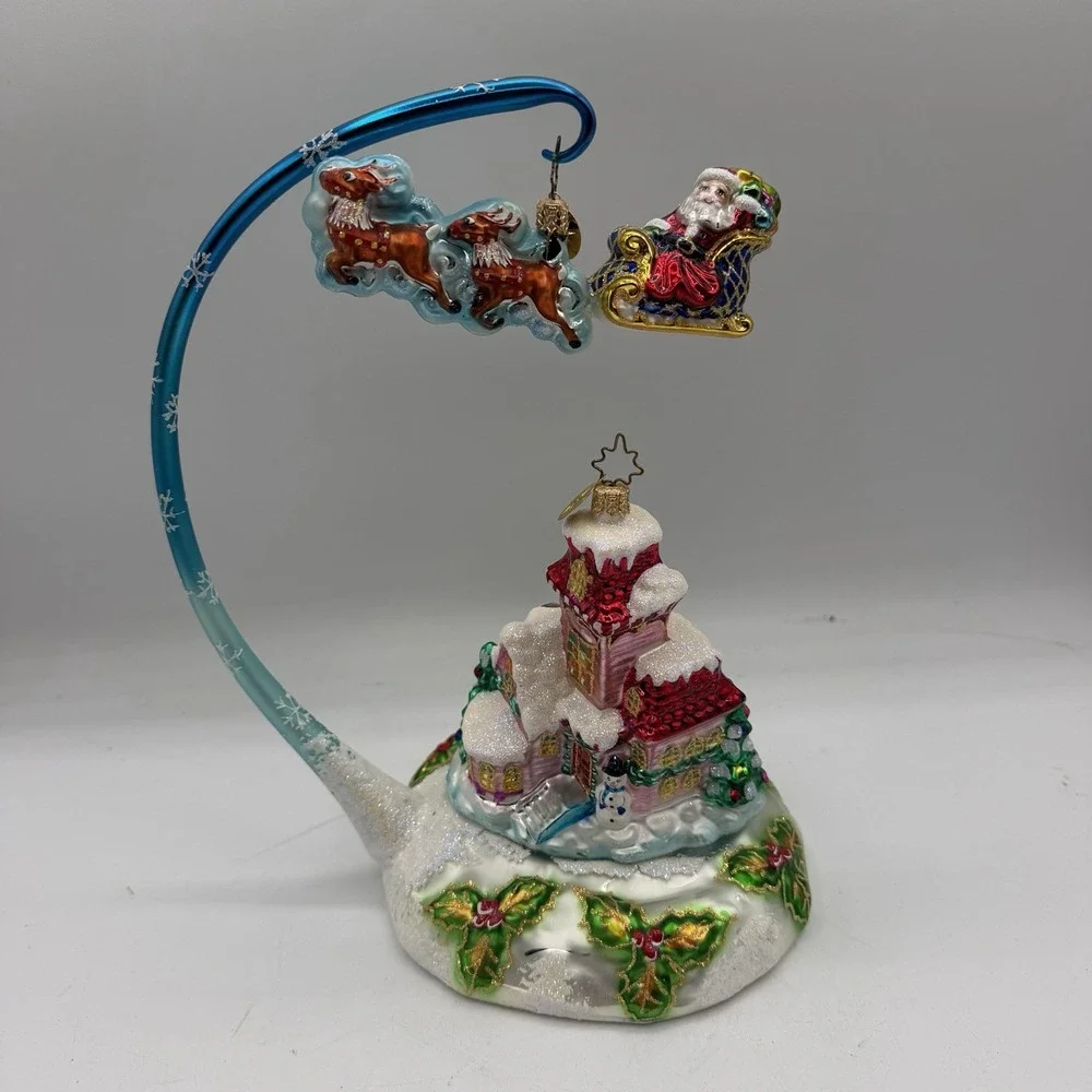 Christopher Radko Midnight Magic Ornament Set 3 Piece Flying Santa Christmas 9